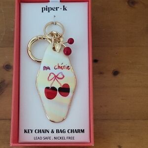 Piper K Key Ma Cherie Chain & Bag Charm with Cherry Design